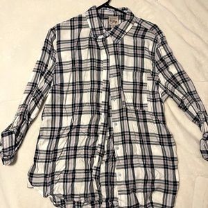 Blue and White Button-Up Shirt